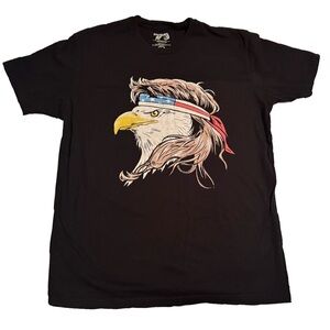 American AF Men’s Black Shirt Patriot Eagle Flag Headband size Large